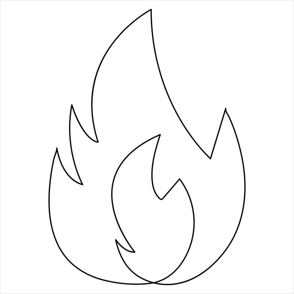 feu ligne art dessin continu contour vecteur art illustration symbole conception
