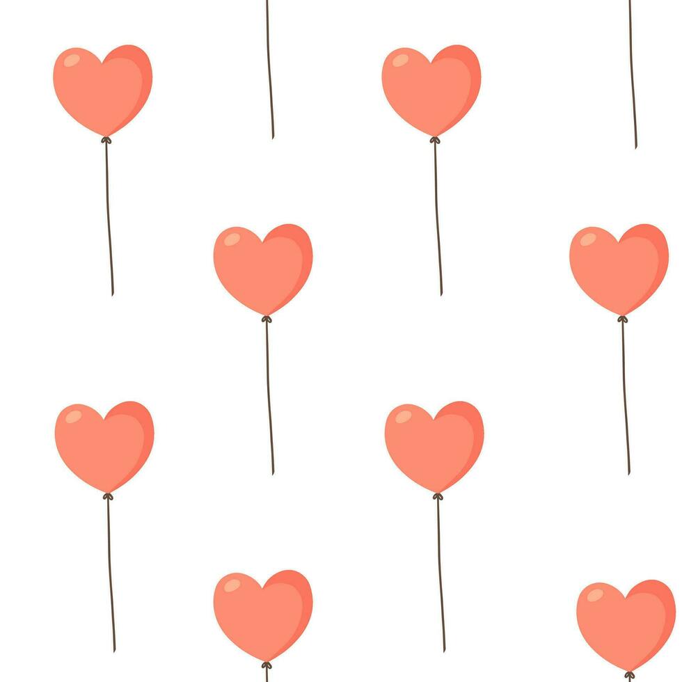 rouge cœur des ballons st valentines jour, février 14e. l'amour vecteur sans couture modèle, imprimer, fond d'écran, textile, tissu, arrière-plan, emballage papier, emballage conception