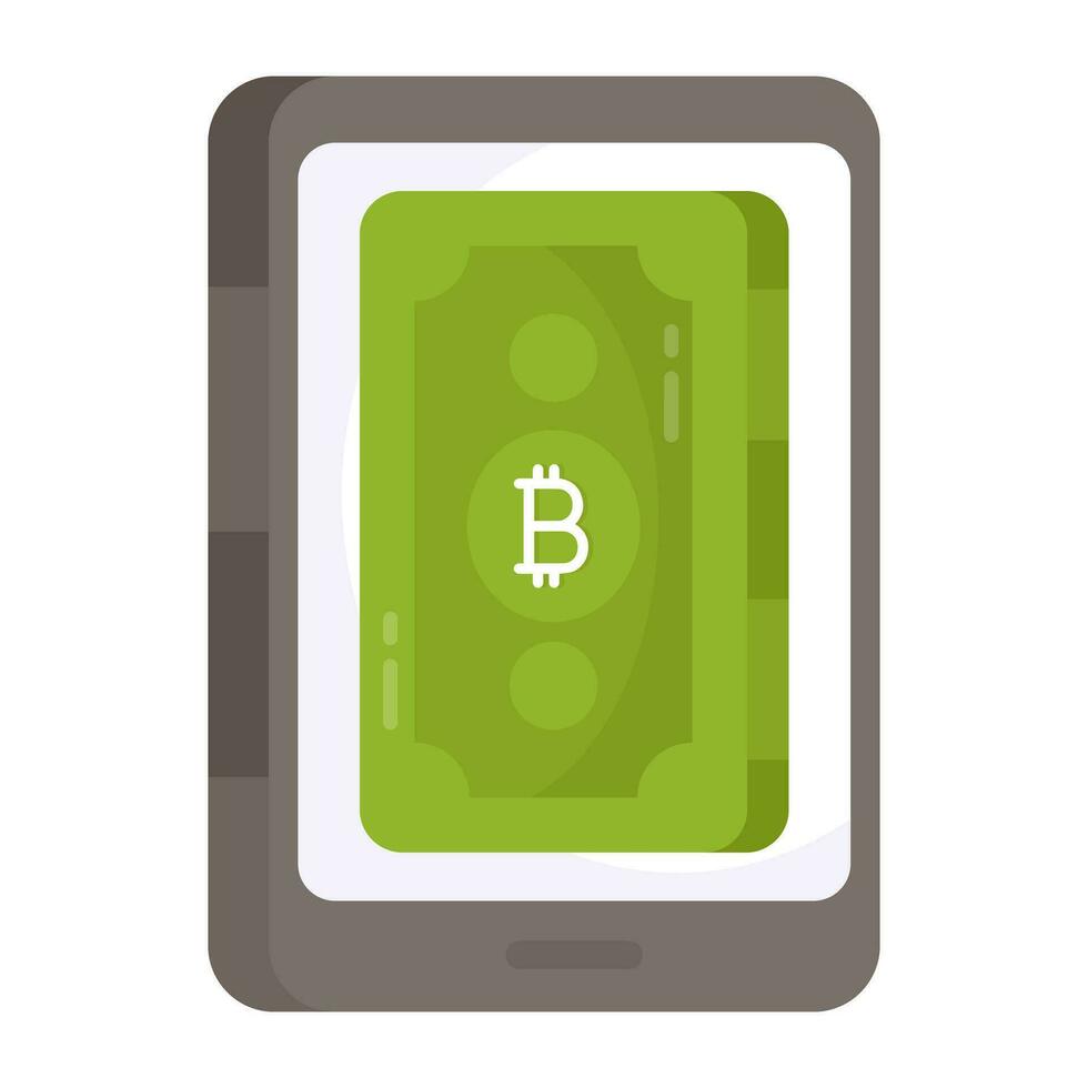 une plat conception icône de mobile bitcoin vecteur