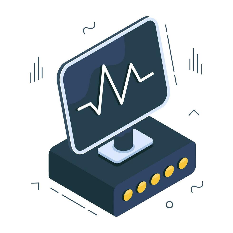 une icône de conception unique de moniteur ecg vecteur