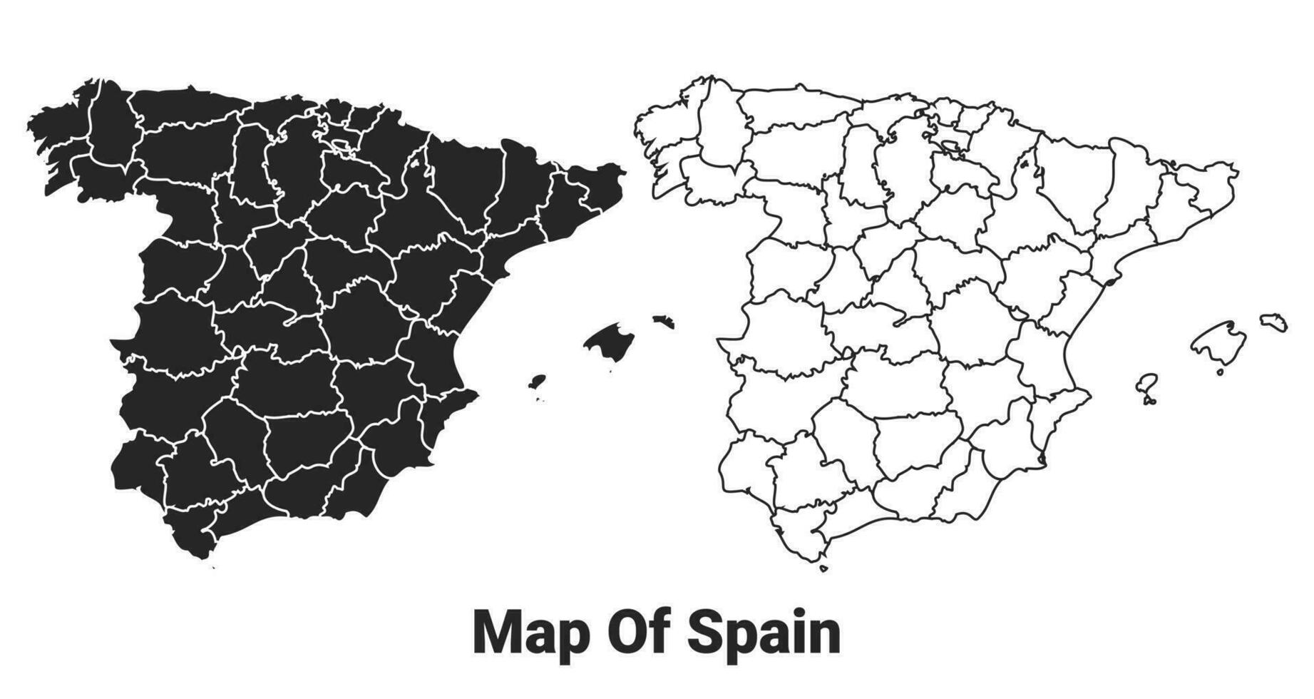 vecteur noir carte de Espagne pays avec les frontières de Régions