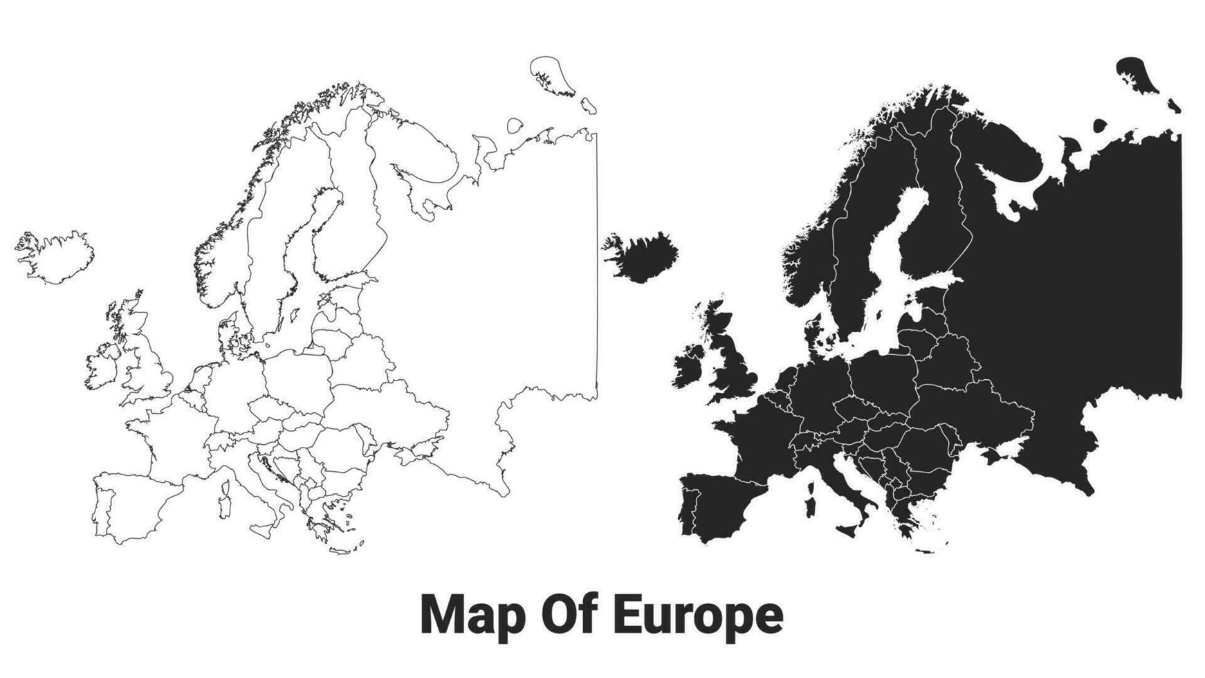 vecteur noir carte de L'Europe  pays avec les frontières de Régions