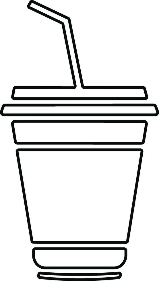 jetable Plastique café ou thé tasse ou verre avec paille icône vecteur. du froid boisson verre dans ligne style. vecteur