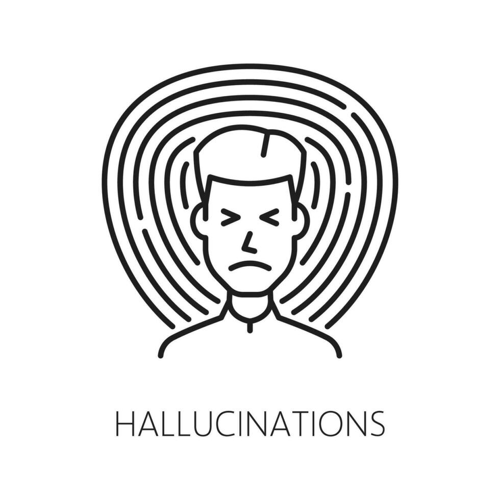 hallucinations psychologique problème ligne icône vecteur