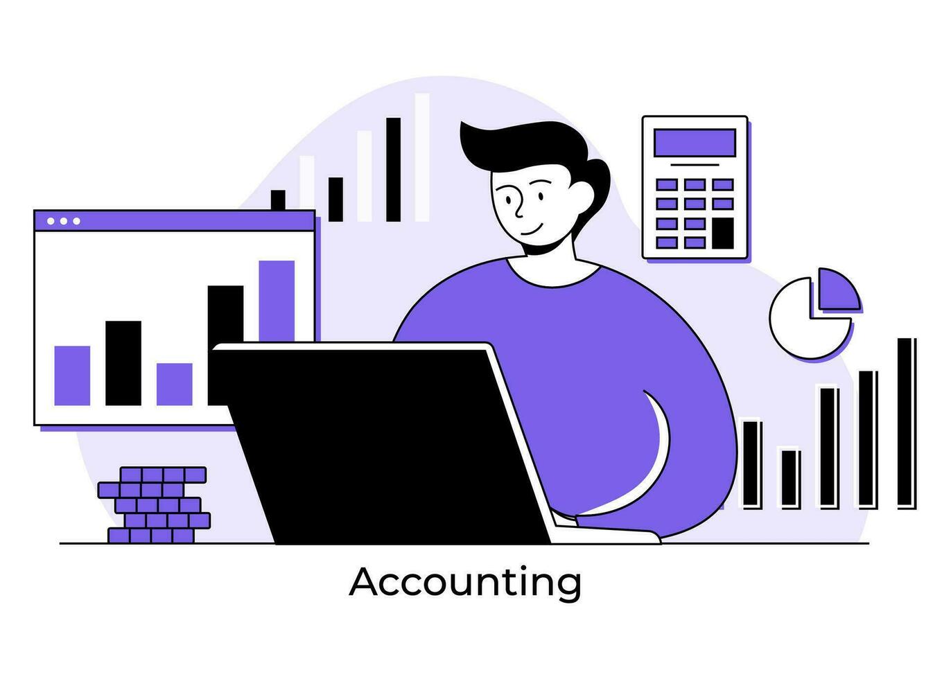 la finance et comptabilité concept plat illustration, budget affaires stratégie, budget calcul, économie investissement, statistiques pour affaires financier Audit vecteur