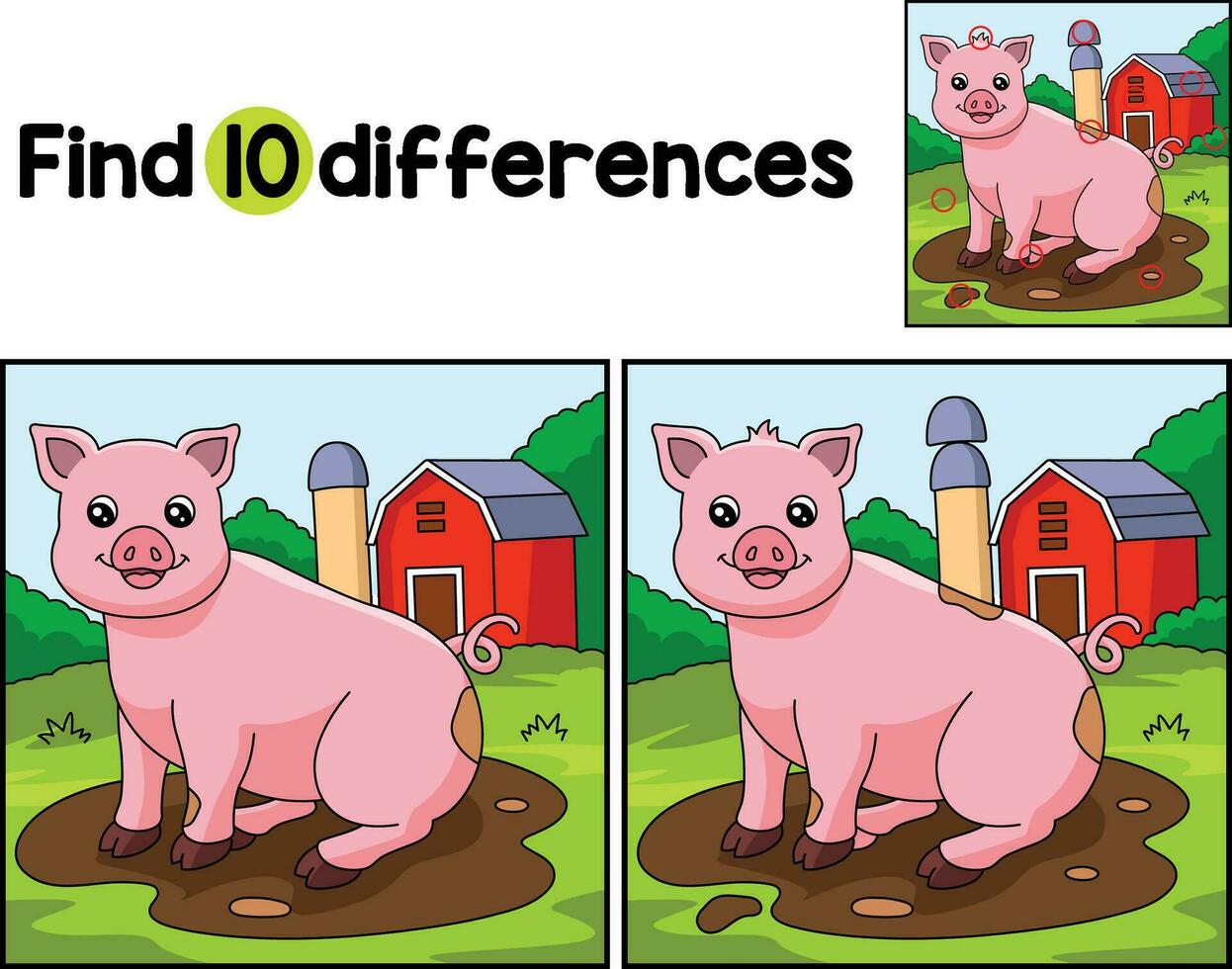 porc animal trouver le différences vecteur