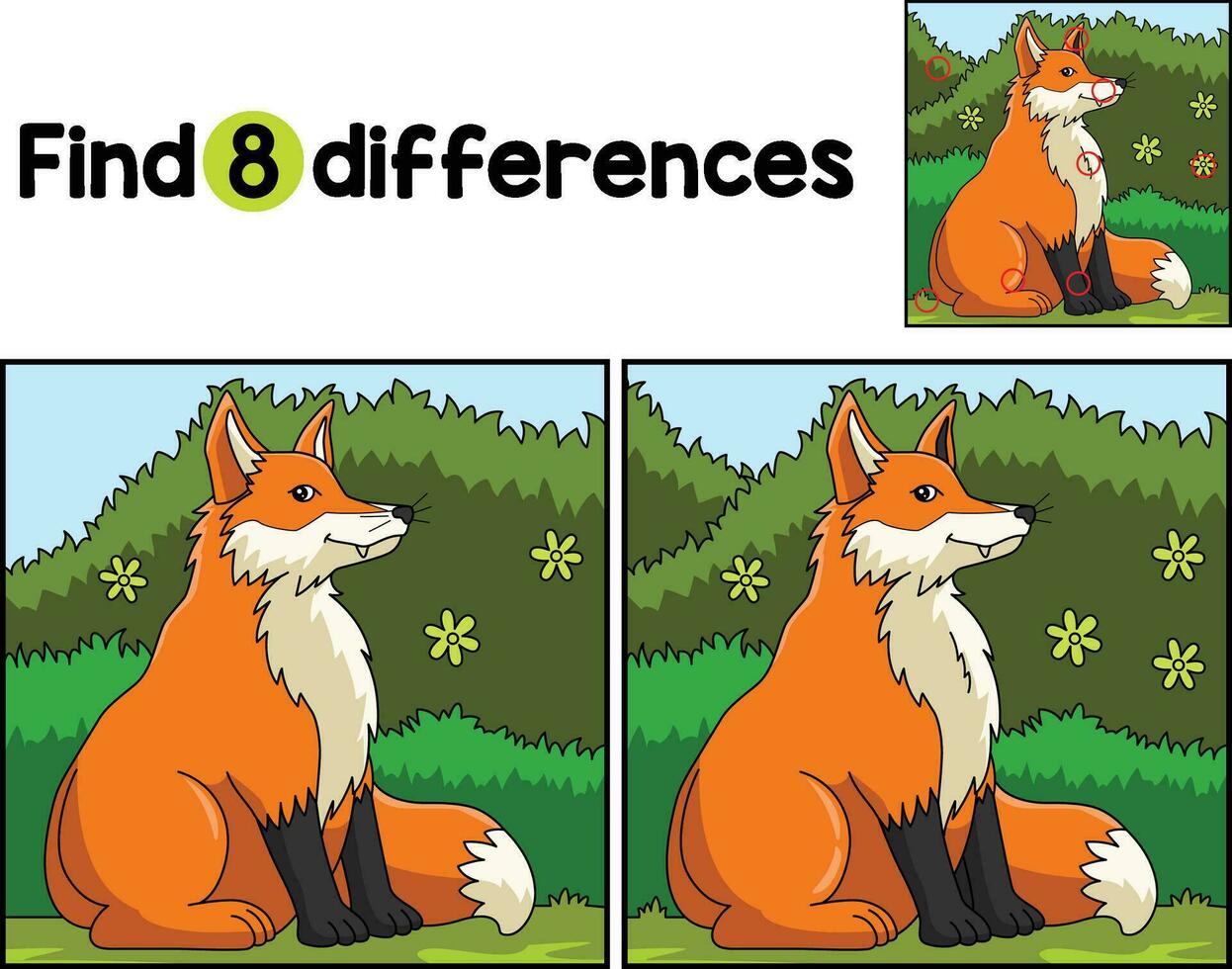 Renard animal trouver le différences vecteur