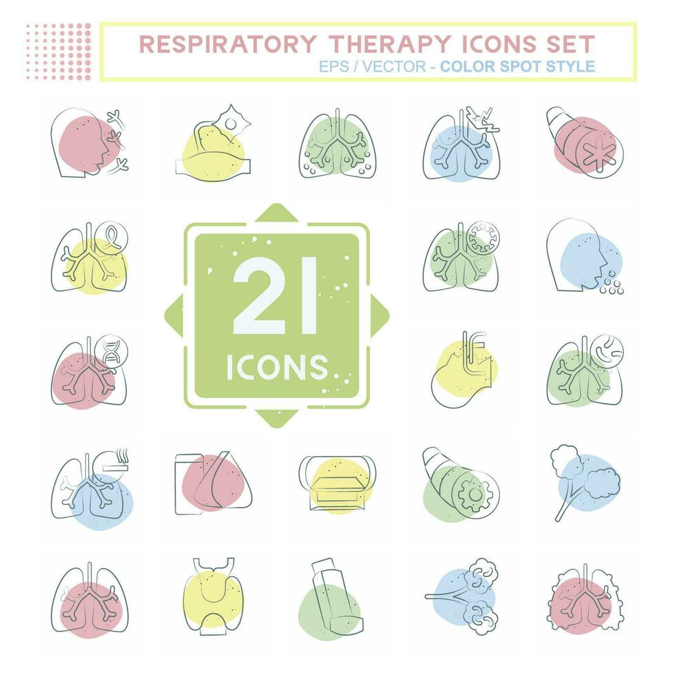 icône ensemble respiratoire thérapie. en relation à en bonne santé symbole. Couleur place style. Facile conception modifiable. Facile illustration vecteur