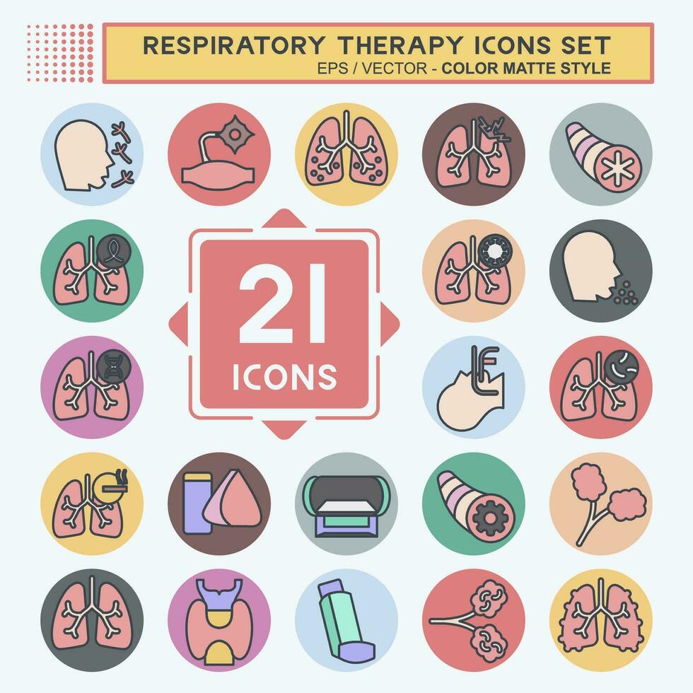 icône ensemble respiratoire thérapie. en relation à en bonne santé symbole. Couleur camarade style. Facile conception modifiable. Facile illustration vecteur