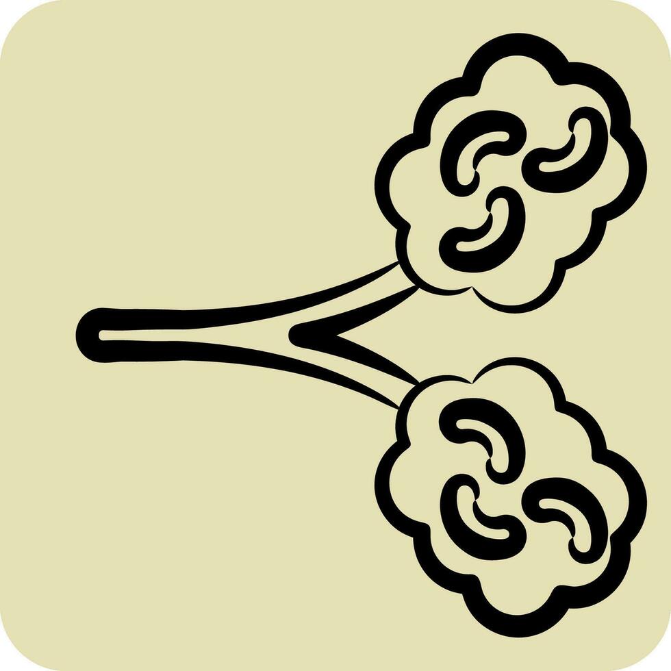 icône idiopathique pulmonaire fibrose. en relation à respiratoire thérapie symbole. main tiré style. Facile conception modifiable. Facile illustration vecteur