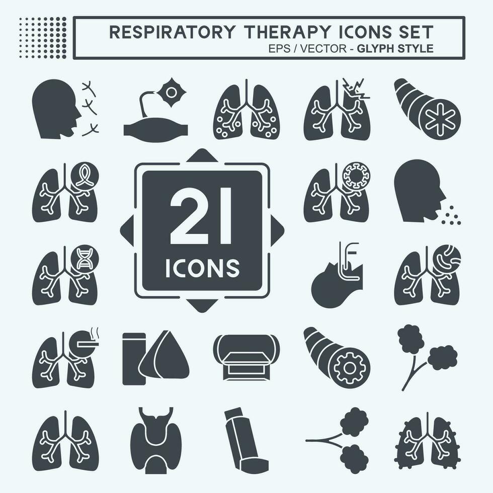 icône ensemble respiratoire thérapie. en relation à en bonne santé symbole. glyphe style. Facile conception modifiable. Facile illustration vecteur