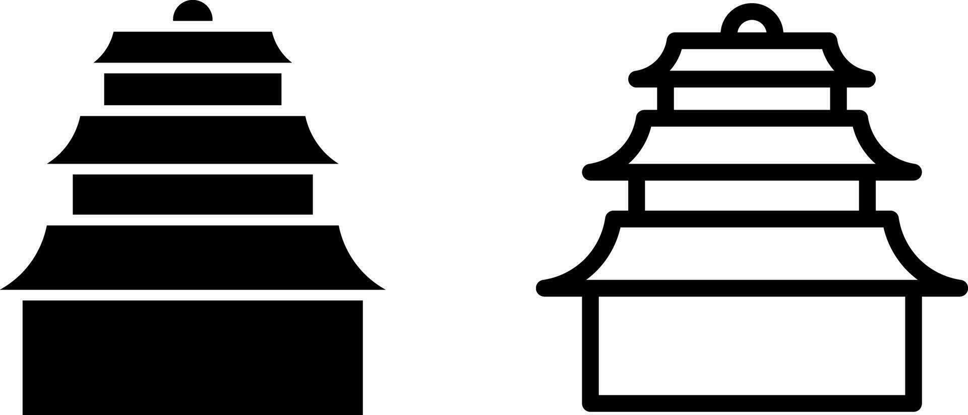 chinois temple icône, signe, ou symbole dans glyphe et ligne style isolé sur transparent Contexte. vecteur illustration