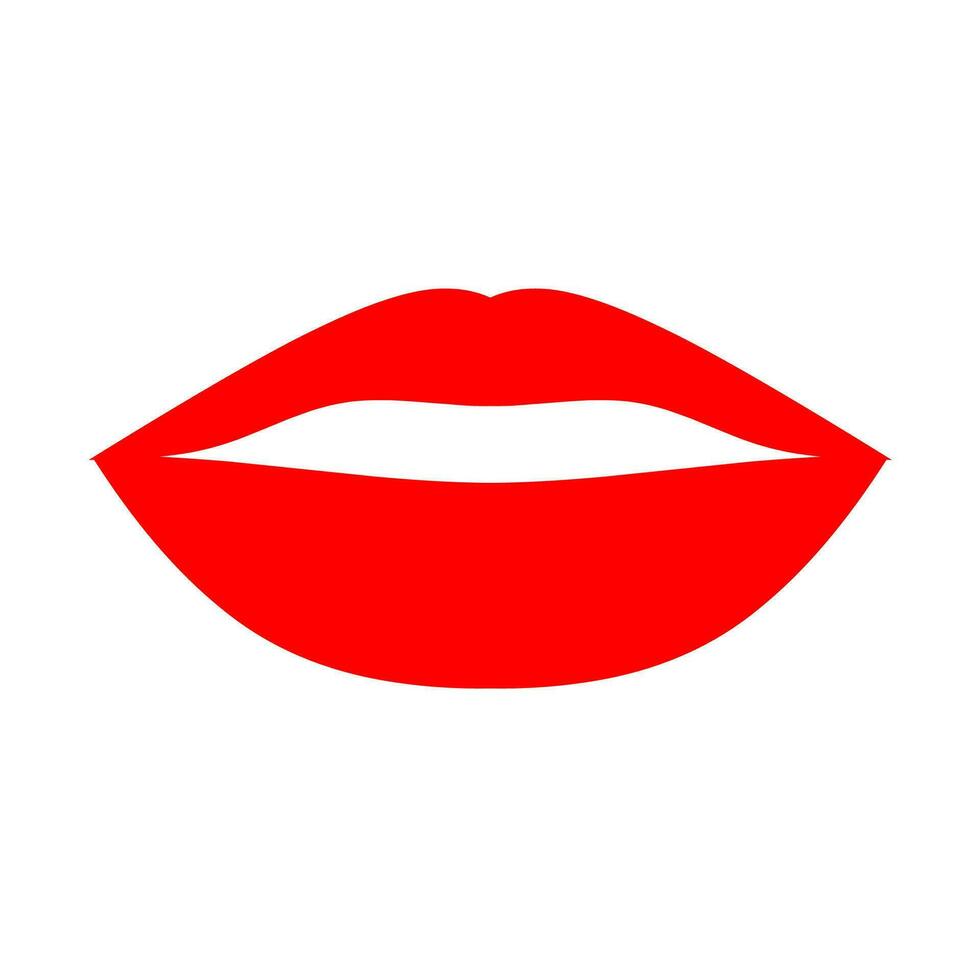 sexy lèvres sur blanc Contexte. aux femmes rouge lèvres sont bien pour l'amour logo. vecteur