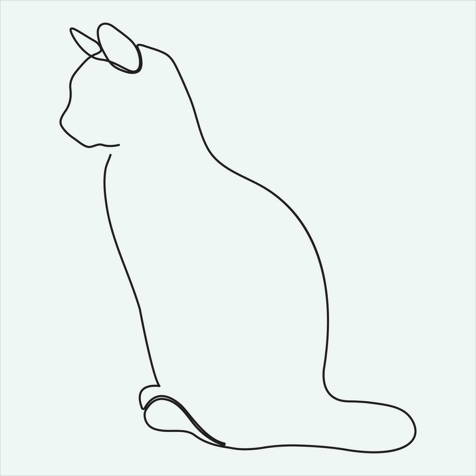 continu ligne main dessin vecteur illustration chat art