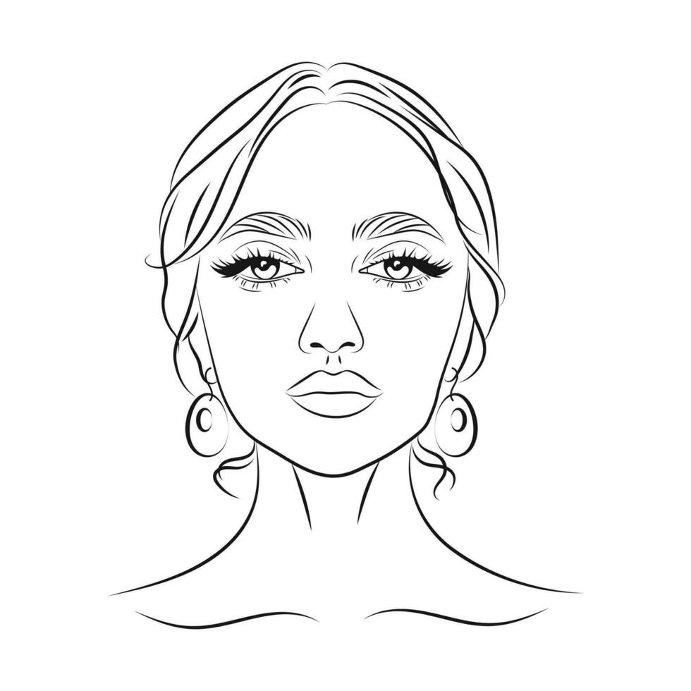 portrait de une magnifique femme, esquisser, ligne dessin. aux femmes regarder. beauté logo, illustration, vecteur