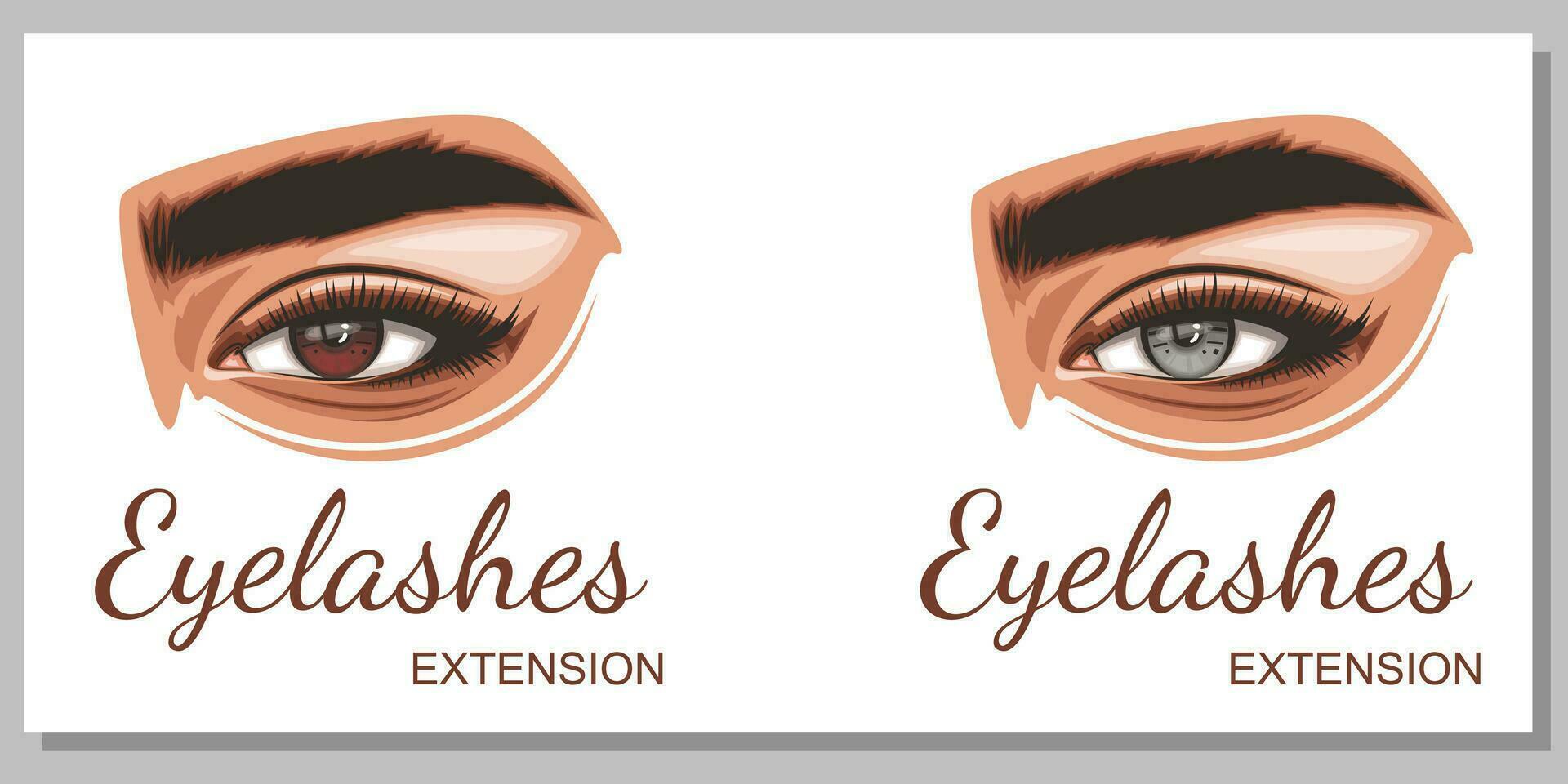 coloré aux femmes yeux avec se maquiller. œil maquillage fermer. beauté salon social médias conception disposition modèle. beauté salon bannière modèle. dessiné à la main vecteur illustration femelle yeux ensemble.