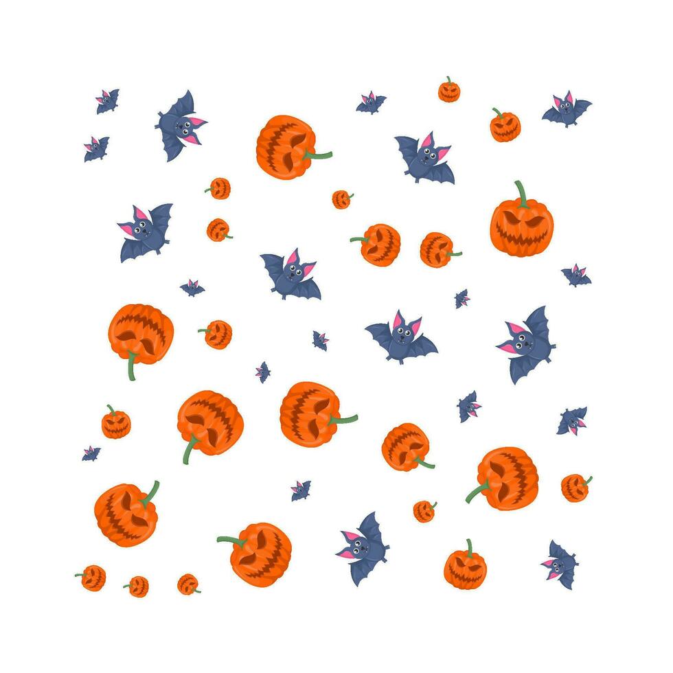 Halloween modèle citrouille avec chauve souris illustration vecteur