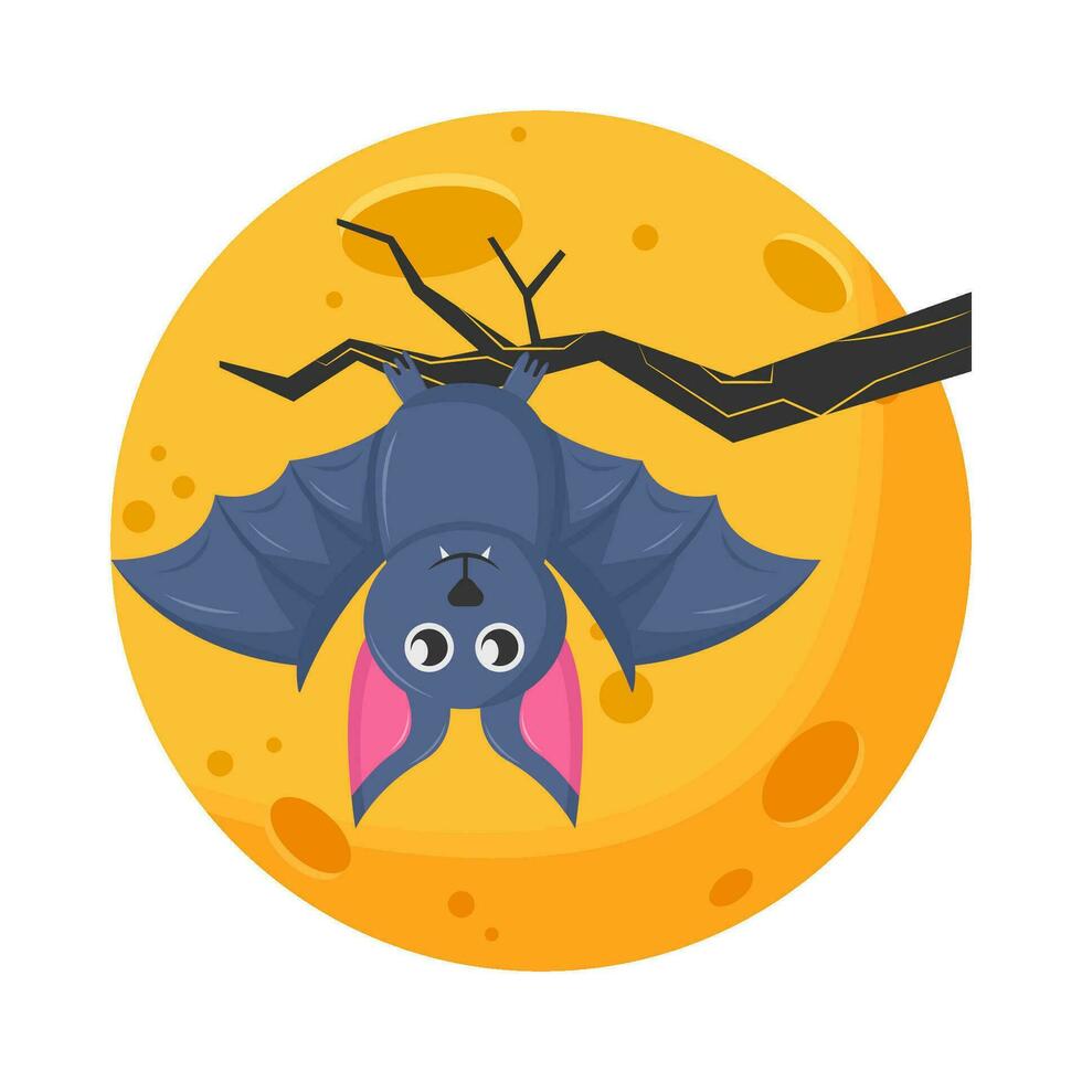 lune avec chauve souris dans brindilles illustration vecteur