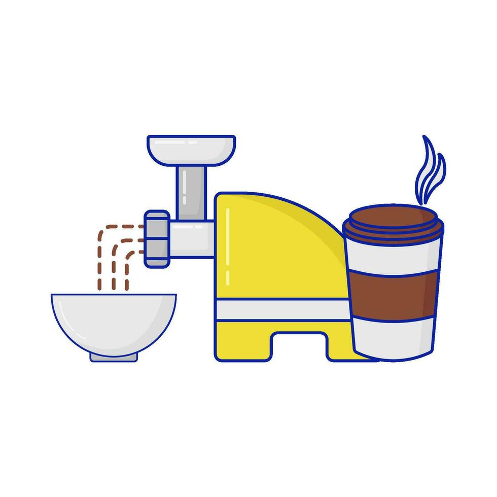 broyeur café, bol avec tasse café boisson illustration vecteur