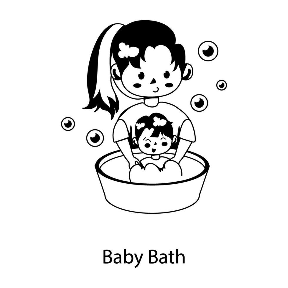 branché bébé une baignoire vecteur