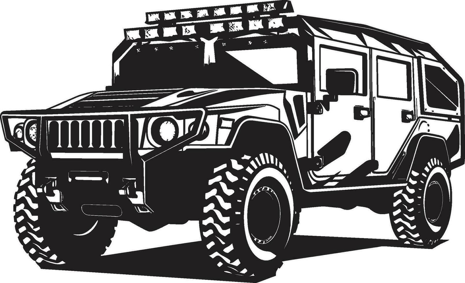 combat croiseur armée véhicule vecteur logo tactique transport noir iconique 4x4 emblème