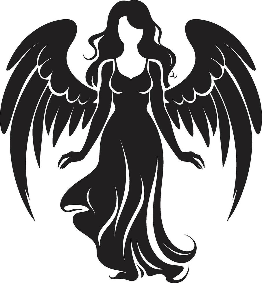 serein beauté noir ange emblème céleste séraphin angélique vecteur conception
