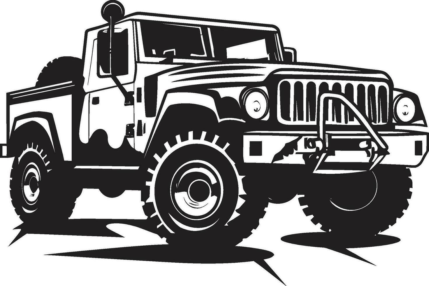 stratégique vagabond 4x4 noir emblématique conception combat croiseur armée véhicule vecteur logo