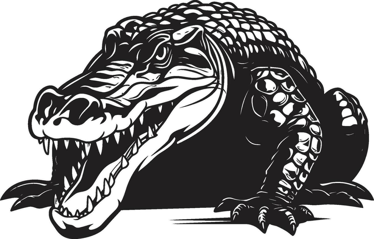 jungle s souverain vecteur alligator emblème lisse prédateur noir alligator emblème