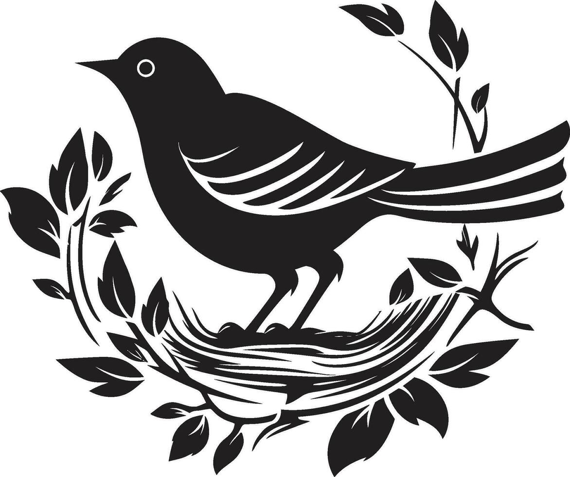 nid tisserand vecteur icône conception vol nid noir oiseau logo icône