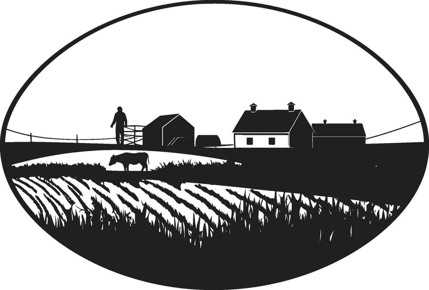 rural éclat agricole ferme vecteur icône ferme essence noir vecteur logo pour agriculture