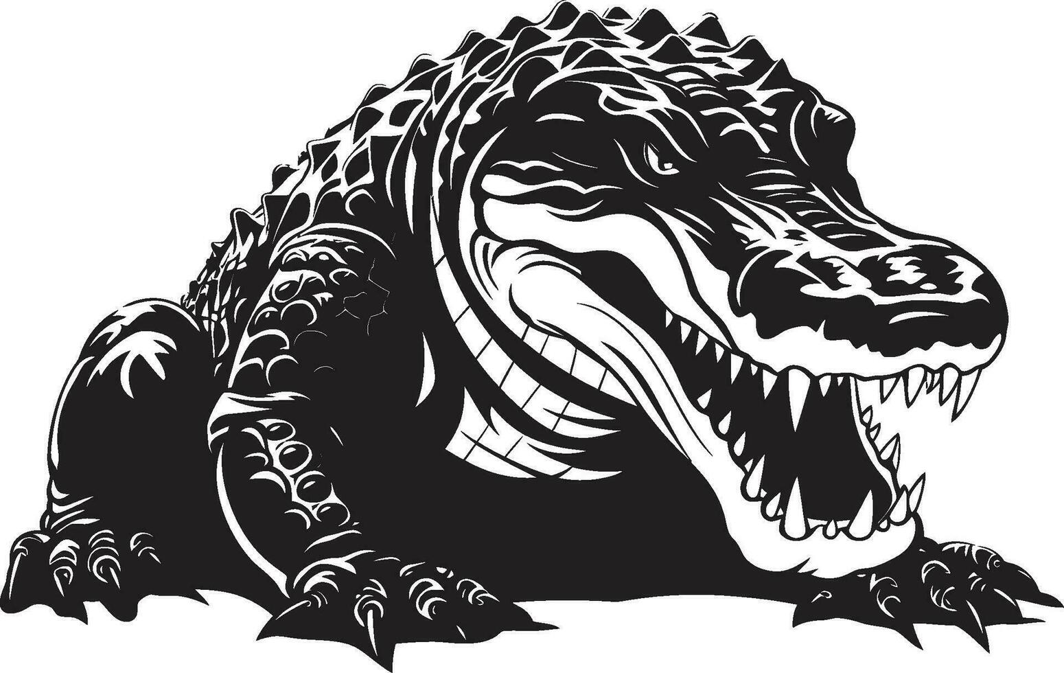 cachette majesté vecteur alligator emblème région sauvage échelle noir alligator icône