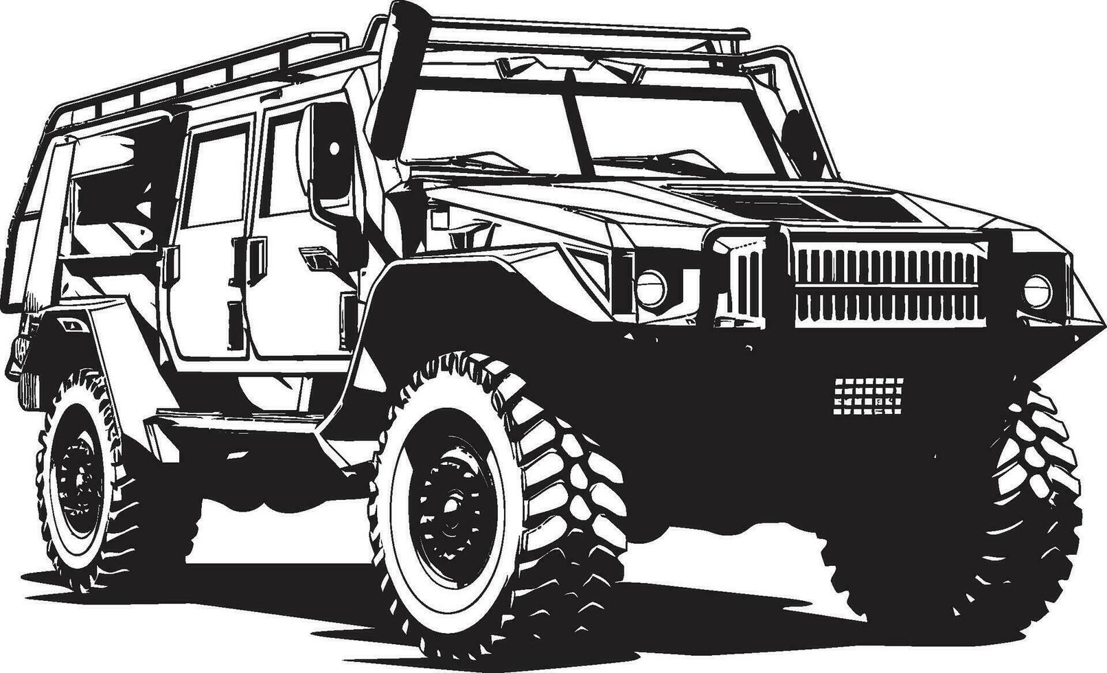 bataille prêt expédition 4x4 noir logo défensive reconnaissance militaire véhicule vecteur conception