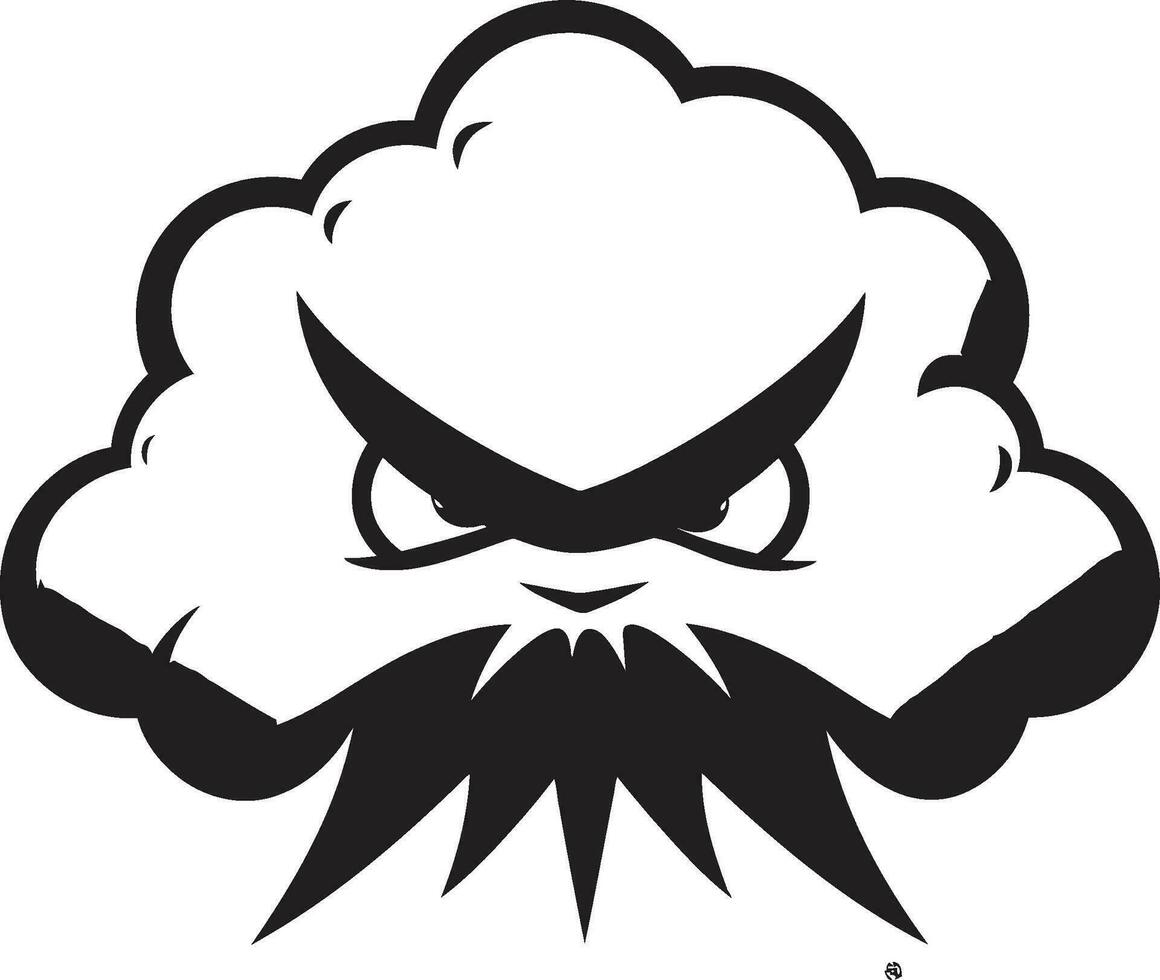 furieux bourrasque noir dessin animé nuage personnage tonitruant colère en colère nuage logo icône vecteur