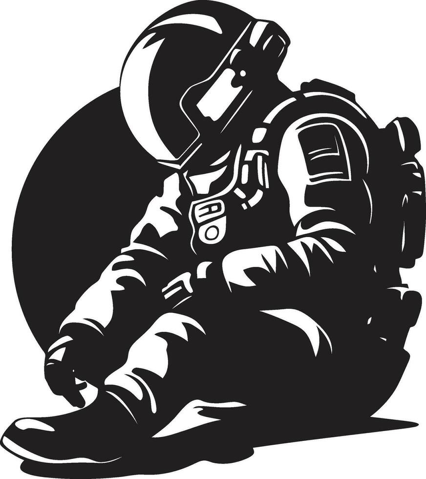 galactique pionnier astronaute casque symbole interstellaire aventurier noir espace logo vecteur