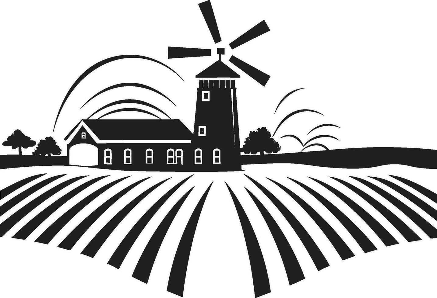 campagne confort agricole ferme icône propriété patrimoine noir vecteur logo pour fermes