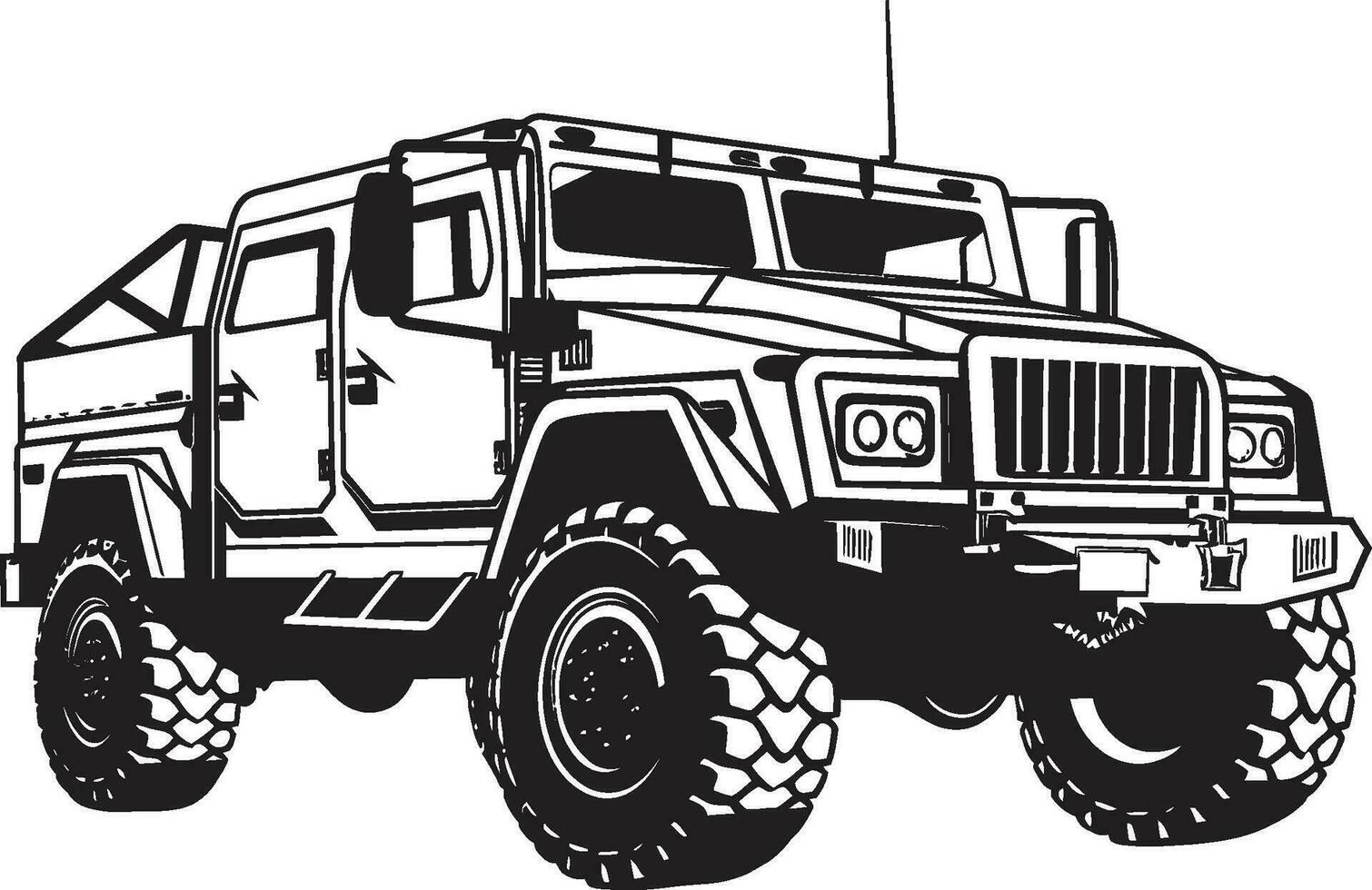 Gardien vagabond noir armée transport logo le commandant s véhicule 4x4 armée vecteur symbole