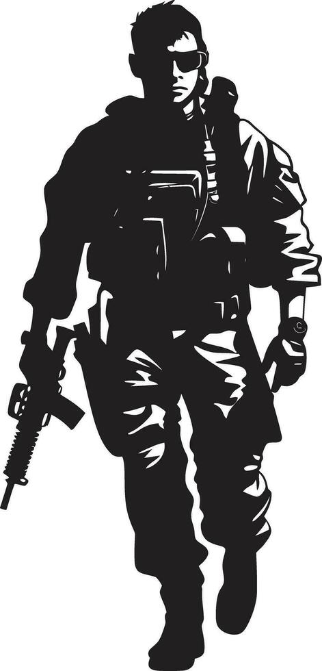 militant vigilance soldat vecteur conception bataille prêt guerrier noir emblème