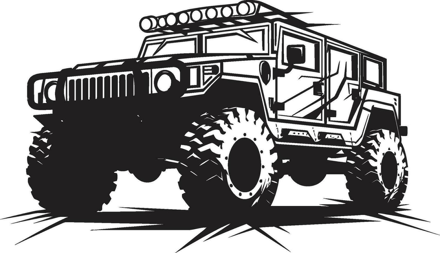 Gardien vagabond noir armée transport logo le commandant s véhicule 4x4 armée vecteur symbole