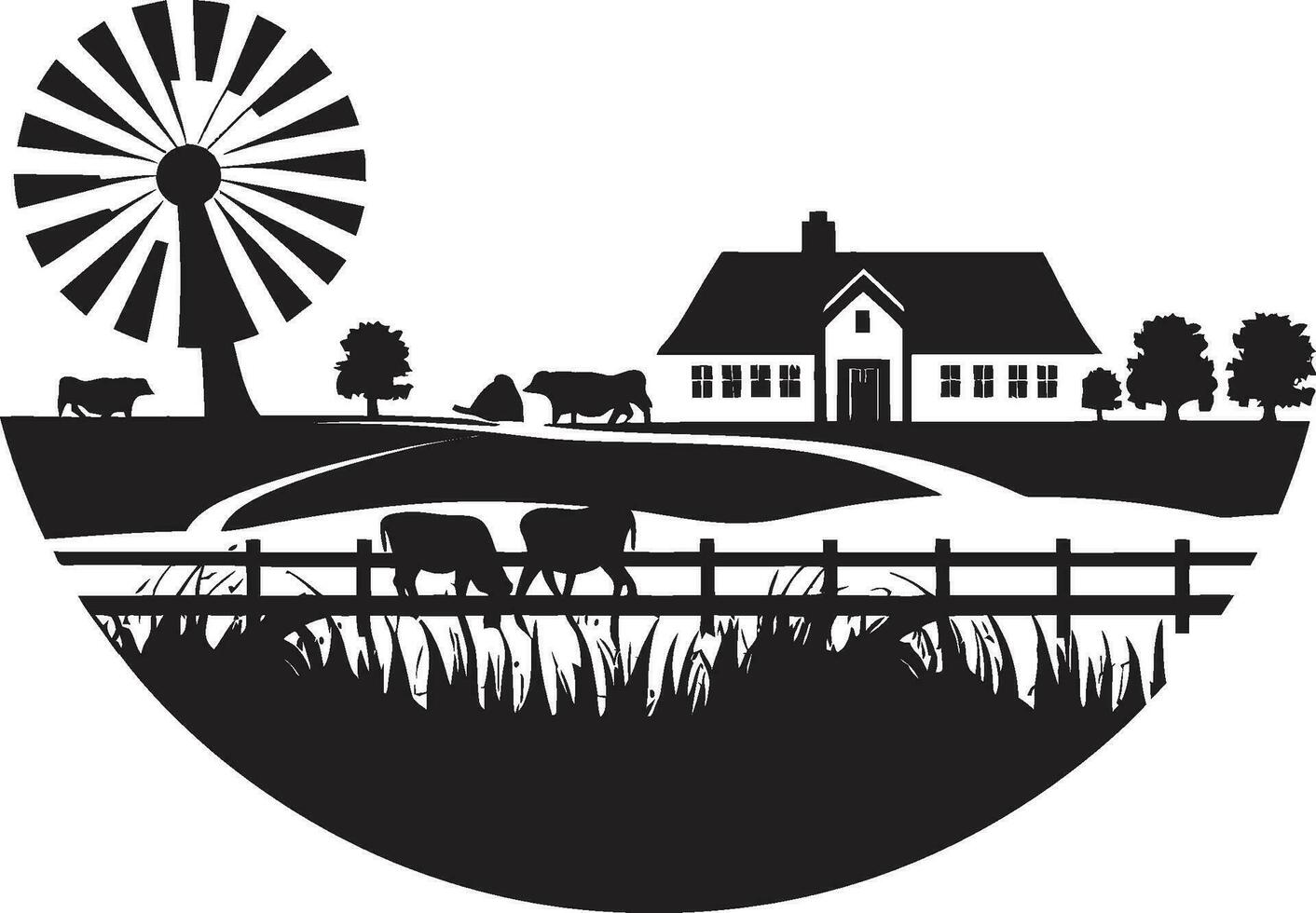 rural sanctuaire agricole ferme icône dans vecteur ferme héritage noir vecteur logo pour agriculture