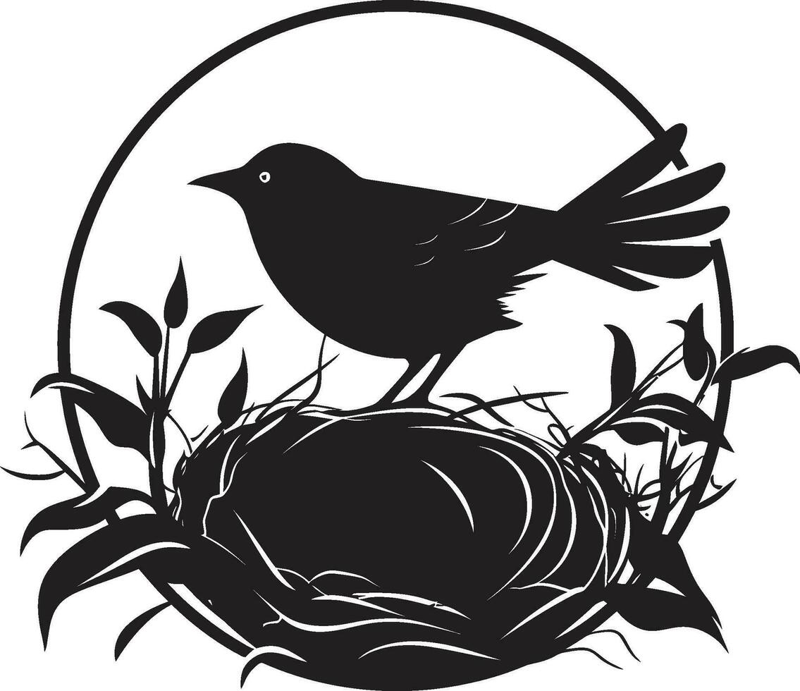 ouvré perche vecteur nid logo volière maven noir oiseau nid icône