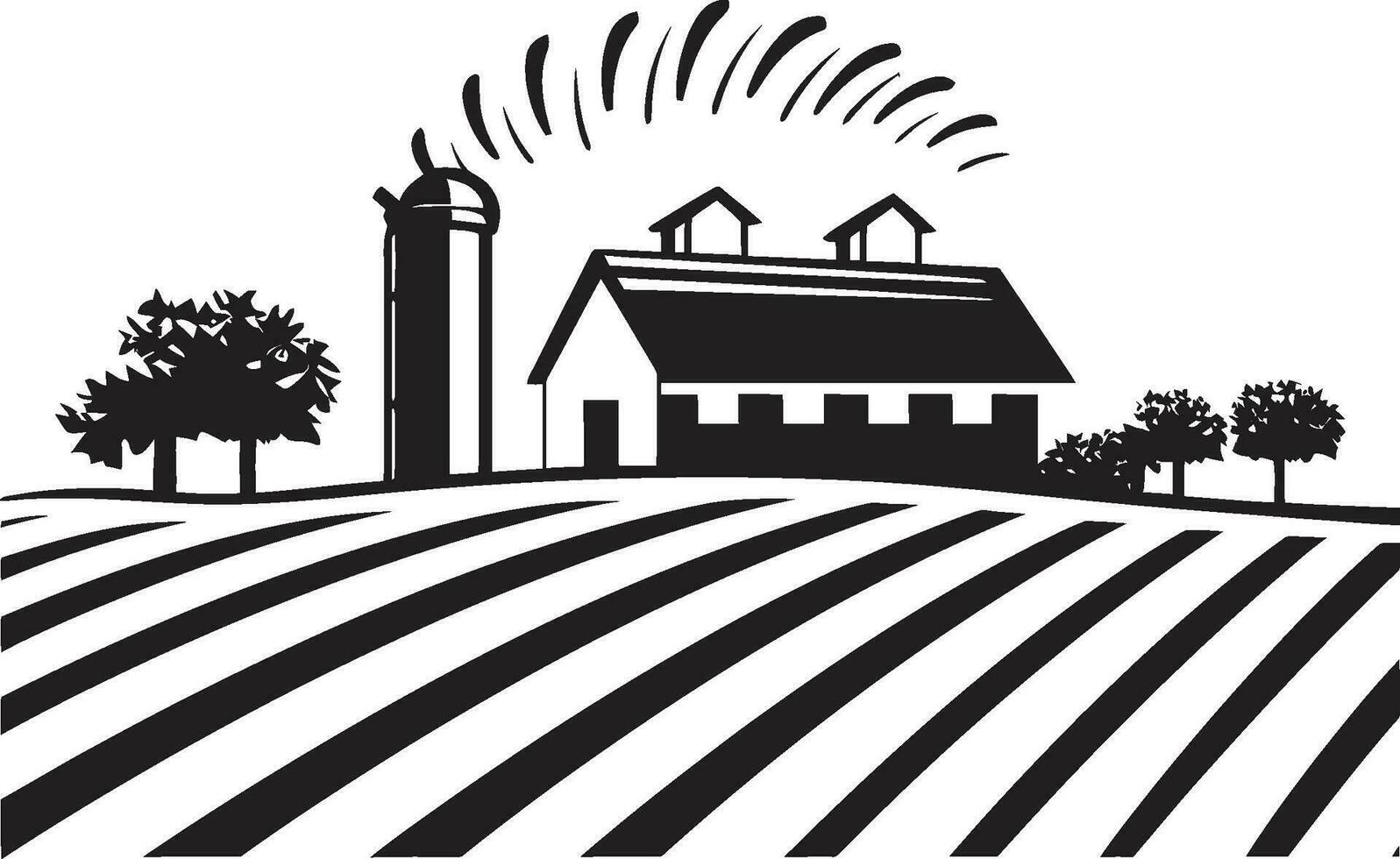 des champs oasis vecteur ferme emblème rural essence noir logo pour agriculture