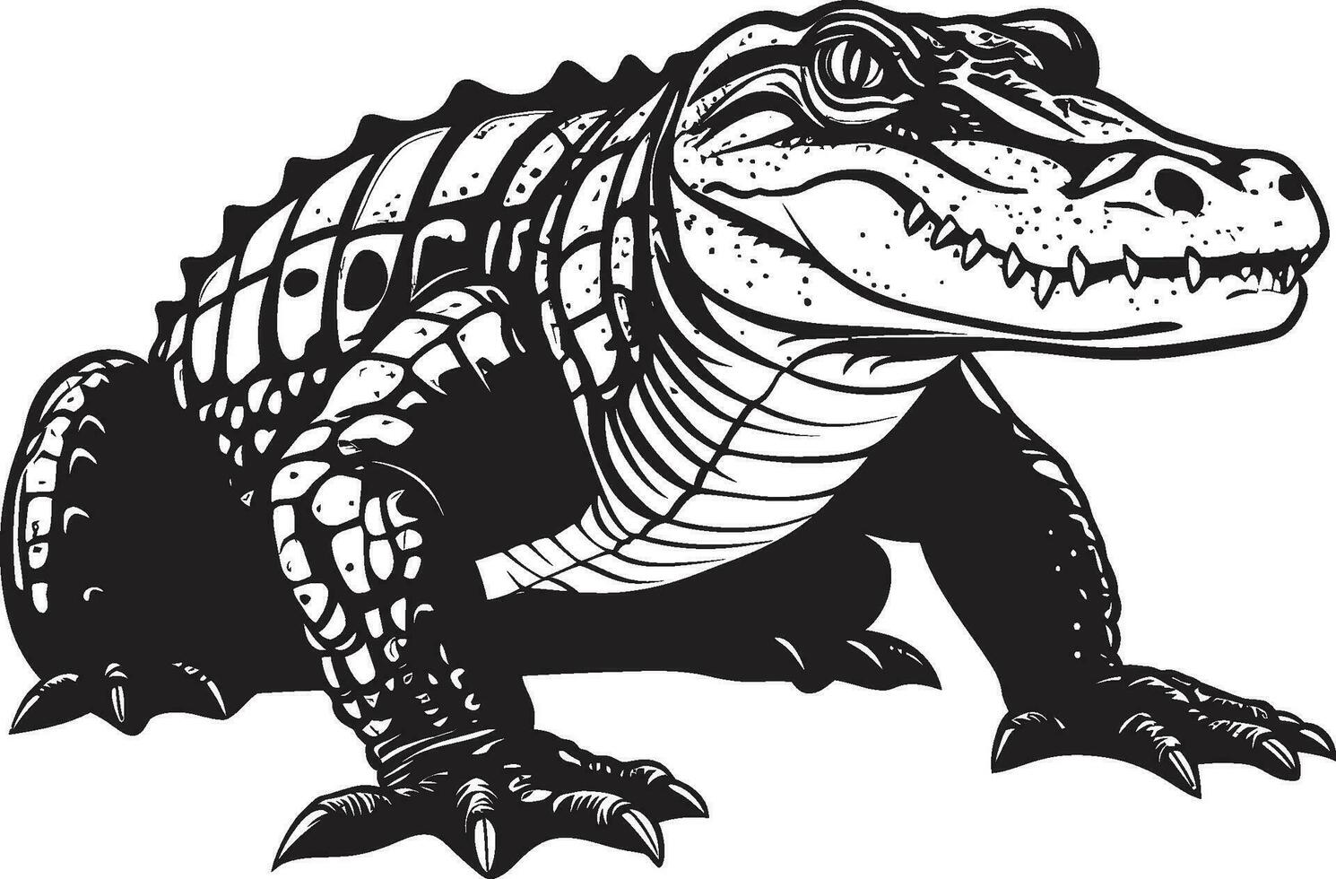 primitif Gardien noir alligator emblème jungle chasseur vecteur alligator logo