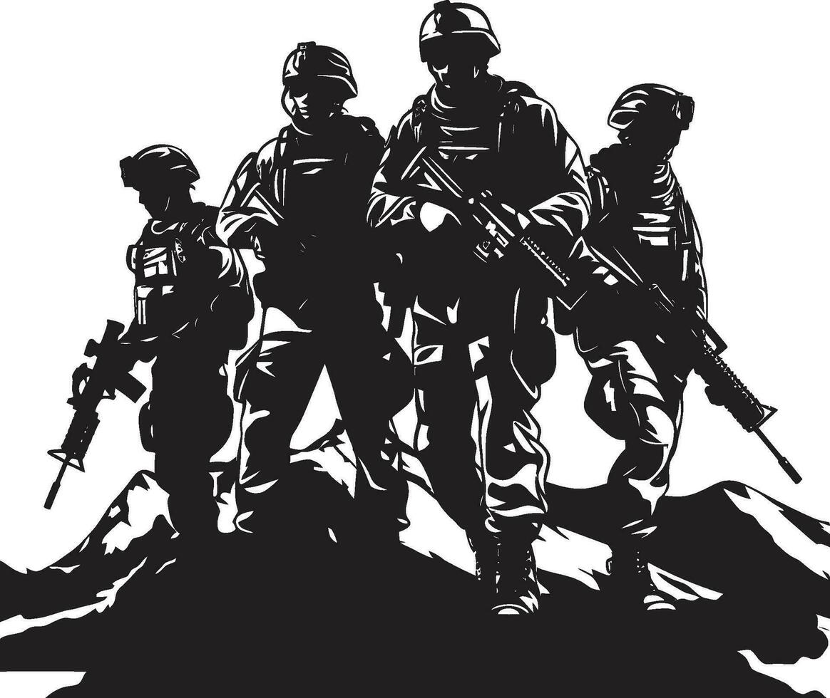 tactique la défense corps vecteur armée groupe logo militant Brigade noir iconique militaire conception