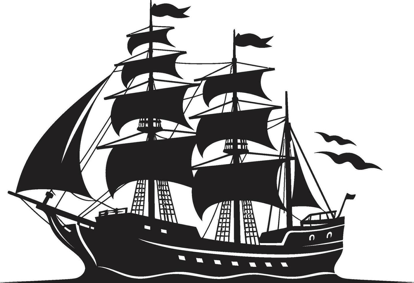 maritime patrimoine noir ancien navire logo marin héritage vecteur navire icône