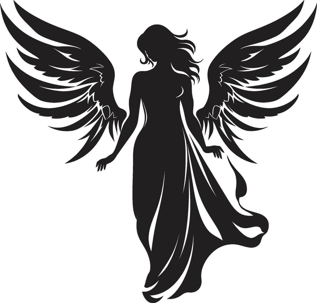 éthéré Gardien vecteur ange icône radiant sérénité noir ange logo