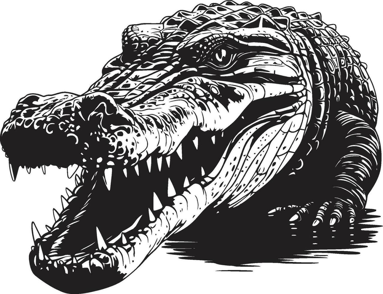 jungle s règle noir alligator icône primitif regard vecteur alligator dans noir