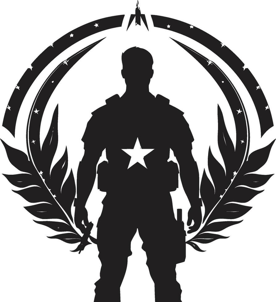combat précision vecteur armé les forces logo défenseur s résoudre armé homme noir emblème