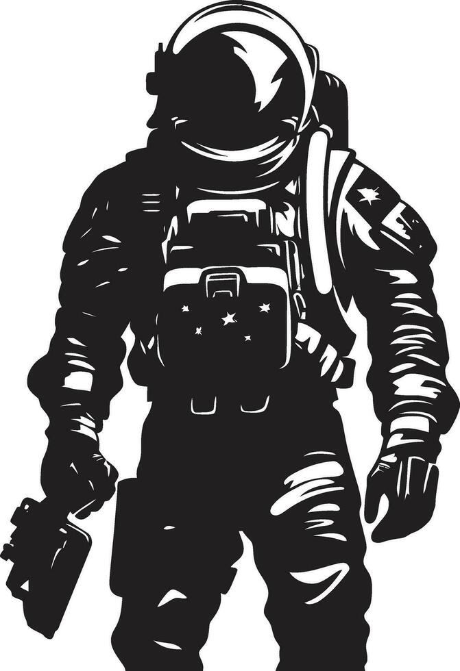 cosmique périple noir astronaute logo icône céleste pionnier vecteur espace explorateur