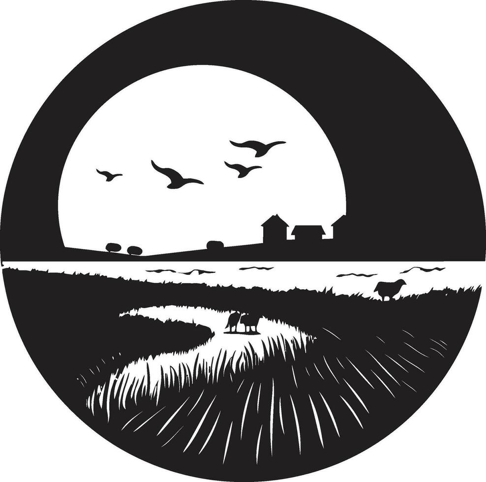 ferme héritage noir vecteur logo pour agriculture propriété sérénité agricole ferme emblème