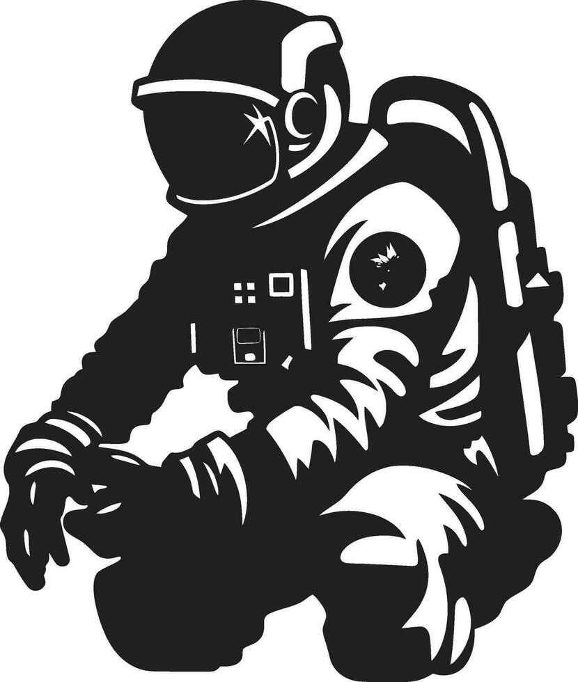 galactique pionnier astronaute casque symbole interstellaire aventurier noir espace logo vecteur